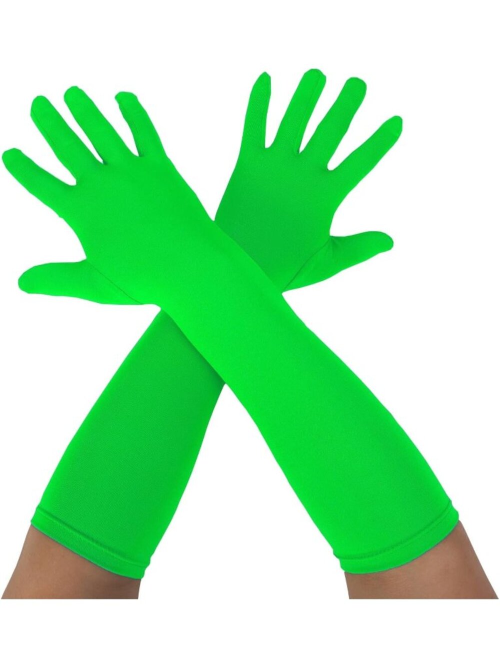 Women's Lime Green Unisex 15" Long Elbow Spandex Costume Party Opera Gloves